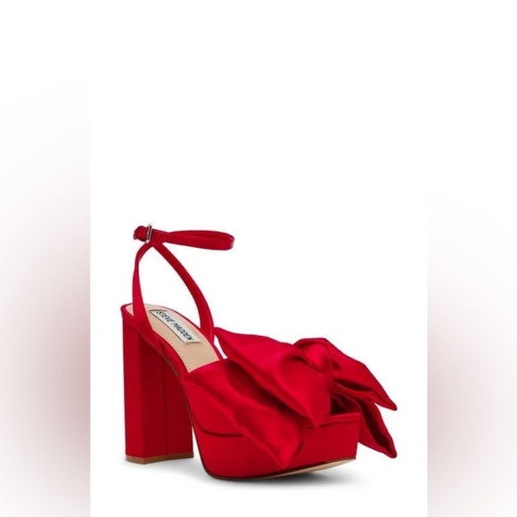 Steve Madden Bold Red Satin Bow Platform Sandals size 8.5 NWOB - Picture 8 of 12